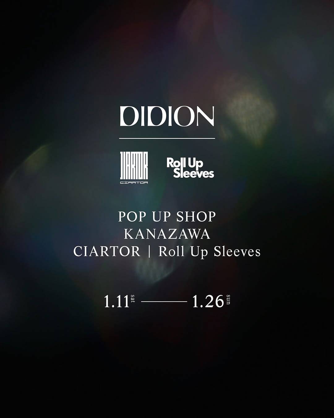 ※終了しました　POP UP SHOP@石川 金沢CIARTOR　Roll Up Sleeves