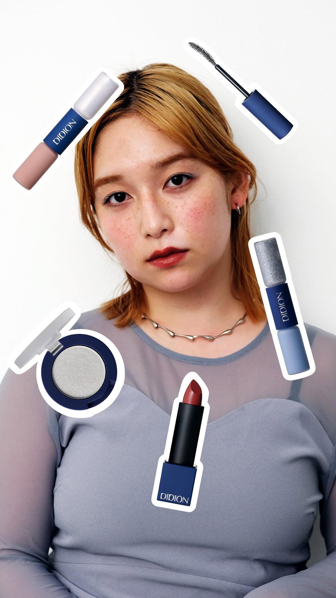 ピンクにブルーのワンポイント、甘さを抑えたクールピンクメイク